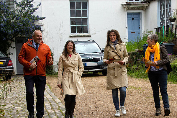 Campaigning Ed Davey, Sarah Green, Wendy Chamberlain and Daisy Cooper campaigning