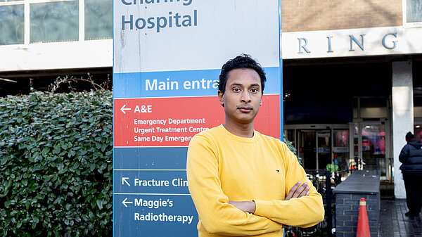 Meerav Shah outside Charing Cross Hospital