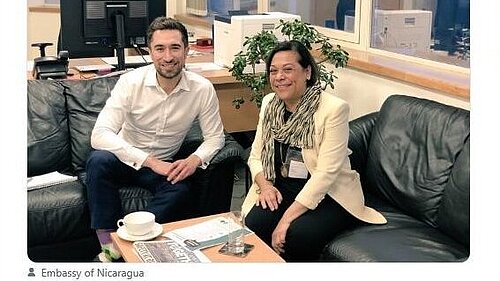 Labour's Lewisham Mayor, Damien Egan, meeting with a Nicaraguan ambassador