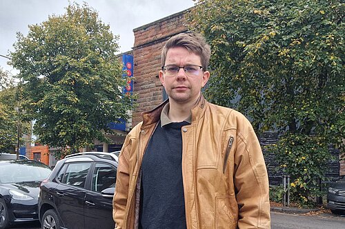 Jack Caldwell standing in Manderston Street