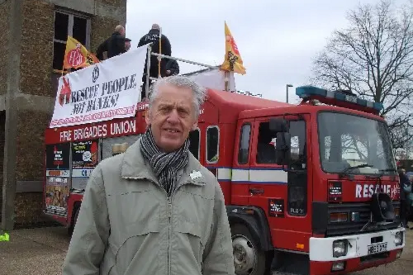 Richard Dunn outside fire station
