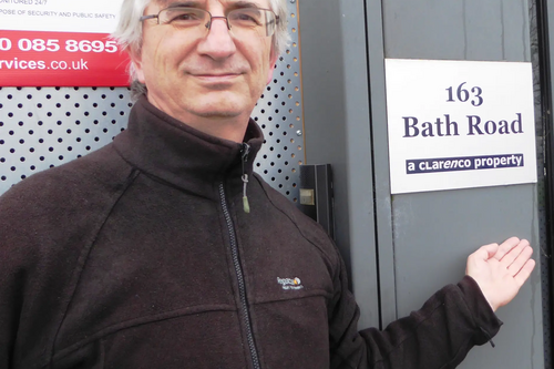 Robert Plimmer in Bath Road campaigning for progress to deal with Slough's housing crisis