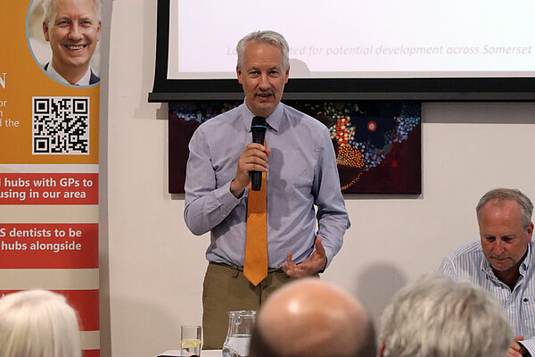 Gideon Amos MP speaking at Public Meeting 'Why So Many Houses?' 17 July 2026