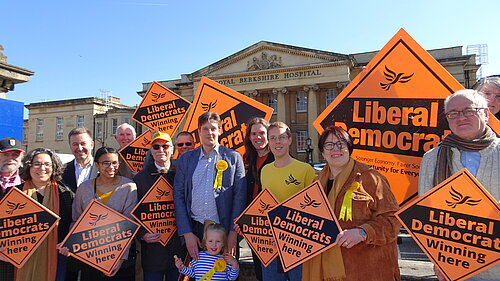 Reading Lib Dems outside RBH.