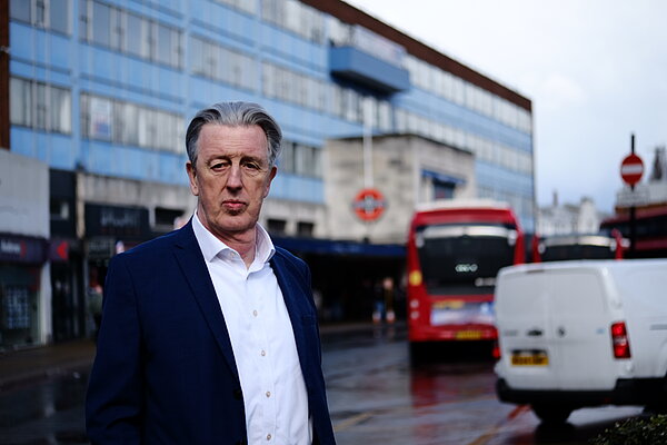 Paul Kohler outside Morden Station