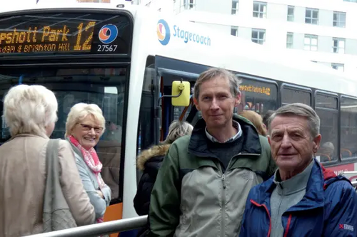 Ron and John at the bus station