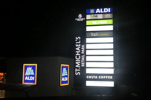 Totem sign St Michaels retail park