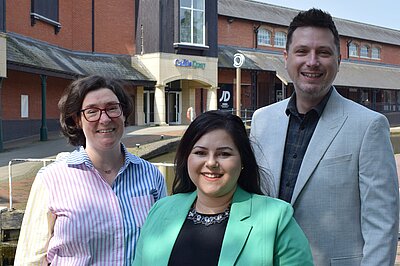 Liz and the team outside Castle Quay