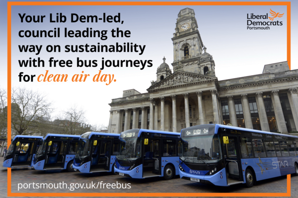 Your Lib Dem-led council leading the  way on sustainability with free bus journeys for clean air day.