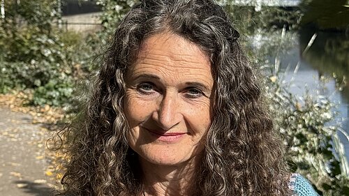 Cllr Caroline Ellis at the River Tone in Taunton