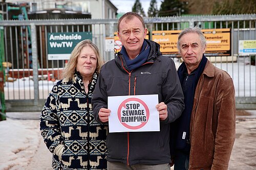 Tim with Lib Dem campaigners at Ambleside Wastewater Treatment Works