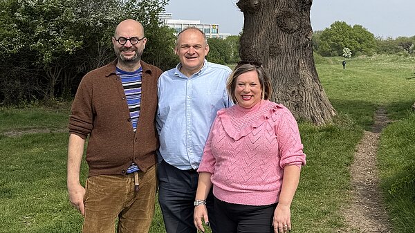 2 Councillors in King George's & Sunray Ward with Ed Davey MP.