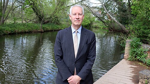 Taunton and Wellington MP Gideon Amos at the River Tone