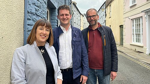 Jane Dodds MS, David Chadwick MP and Powys Council Leader James Gibson-Watt