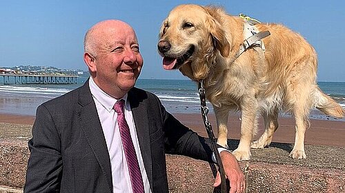 Steve Darling, Lib Dem MP and his guide dog Jennie