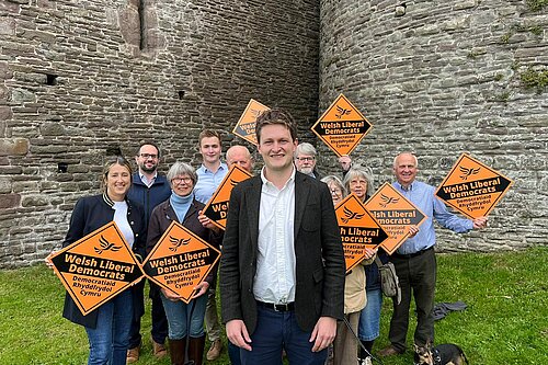 David Chadwick surrounded by local lib dems