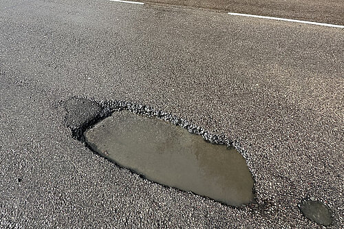 A recent pothole reported in Denshaw