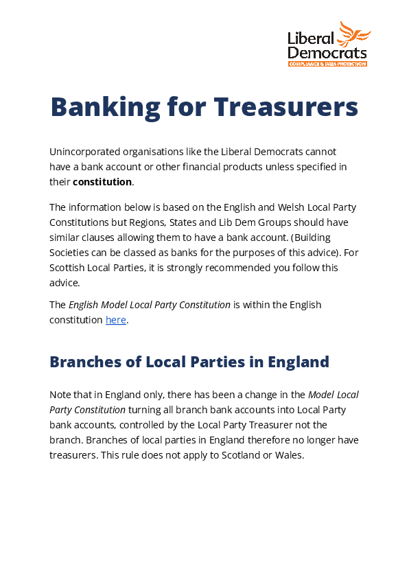 Banking for Treasurers