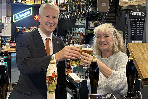 Gideon Amos is pictured in the Ale House with Fiona Johnson