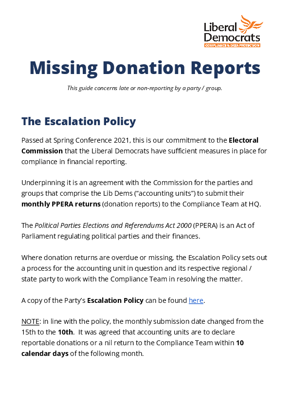 Missing Donation Reports