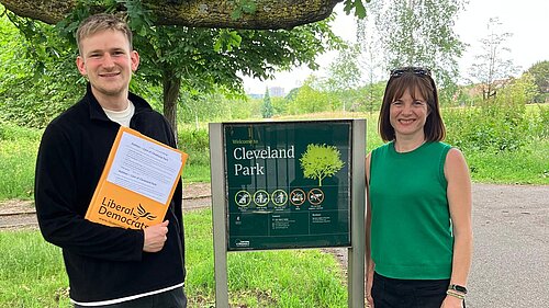 Councillor Adam Keenan with Lib Dem campaigner Mandy Lurie