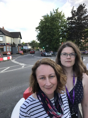 Amy Tisi and Karen Davies at the Hatch Lane junction