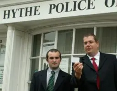 Sam Matthews and Darren Briddock outside Hythe Police Shop