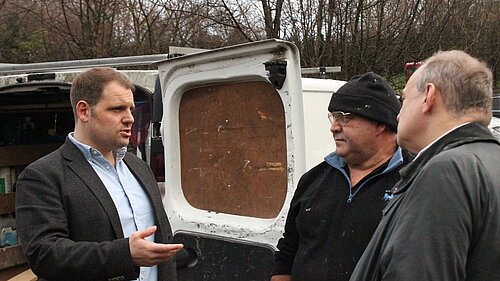 Luke, Sir Ed and tradesperson