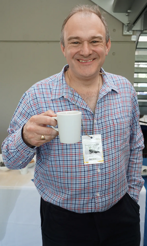 GLD Conference 2018 - Ed Davey enjoying a well earned cuppa