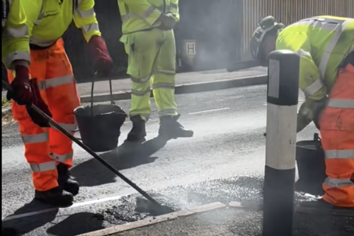 Gloucestershire Highways fixing a local road