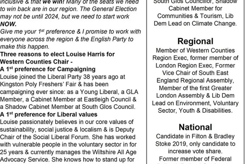 Chair campaign for Western Counties LDs