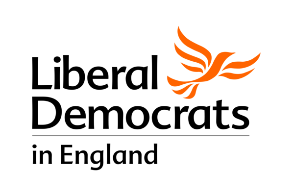 "Liberal Democrats in England" beneath the bird in flight in orange