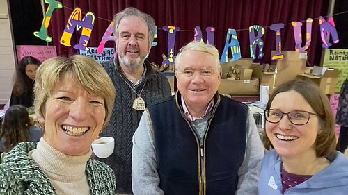 Pippa in Whittlesford at Eco Event with Cllrs Peter McDonald Lisa Redrup and Peter Fane - 25 Jan 2023