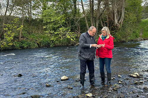 Lisa Smart MP and Sir Ed Davey at the River Goyt