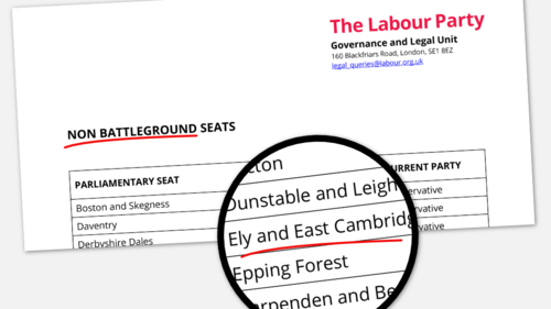 Labour give up in Ely and East Cambridgeshire