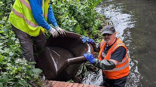 Lib Dem Cllr Frank O'Kelly and colleagues cleaning up Cippenham