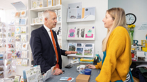 Gideon Amos shopping in Taunton and Wellington