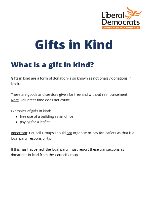 Gifts in Kind