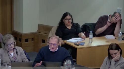 Tory Councillors in Chamber while press watch 