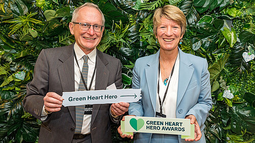 Pippa Heylings at the Green Heart Hero Awards, with Geoff Harvey - 27 Feb 2023