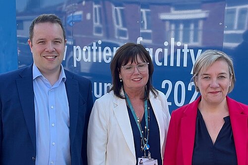 Tom Morrison MP alongside Lisa Smart MP and Karen James (CEO of Stepping Hill Hospital)
