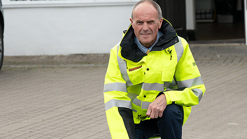 Paul examining the newly resurfaced road