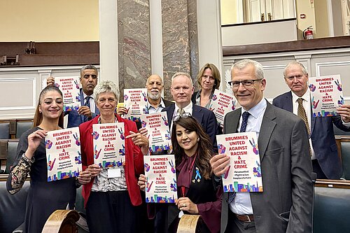 Birmingham City Council Lib Dem Group councillors, taking part in anti-racism & hate speech cross-party initiative on 16th September 2025