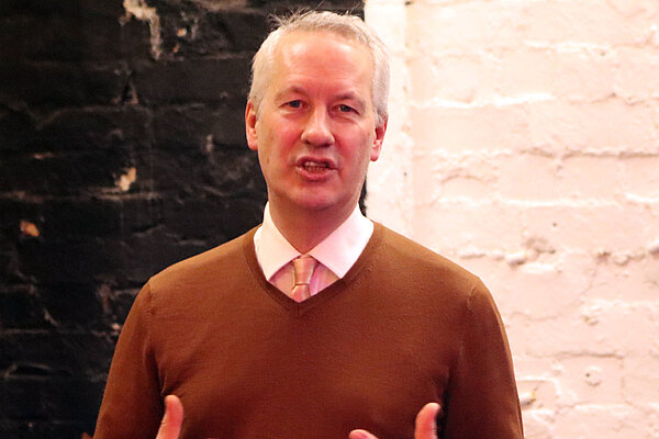 Taunton and Wellington MP Gideon Amos presents to Liberal Democrats New Members event February 2026