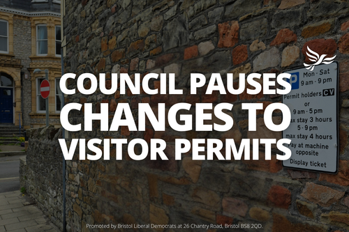 Graphic saying "Council pauses changes to visitor permits"