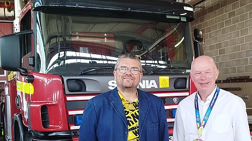 Tim Prater and Mike Sole at Ashford Fire Station