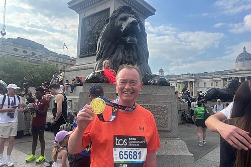 Tim after completing the London Marathon