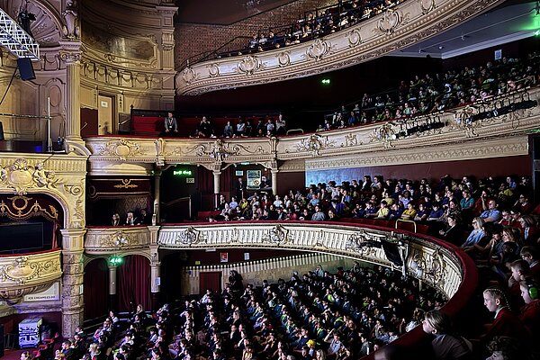 Children at the Kings Theatre, Portsmouth, at an event with author David Walliams