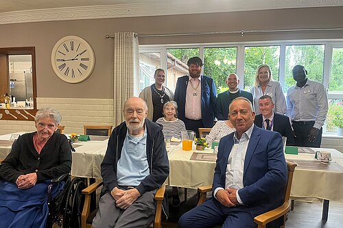 Residents and managers with Jade and Andy at Park House 'Nursing Home 
