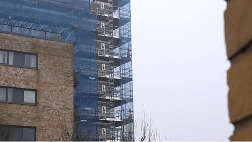 [Translate to Welsh:] A building impacted by the cladding crisis in Cardiff